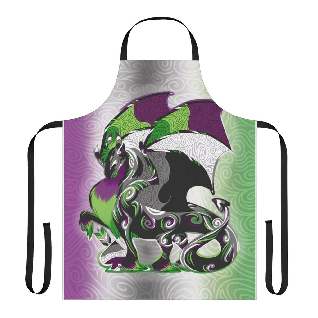 Vibrant aro ace pride dragon-themed apron for the LGBTQIA+ community