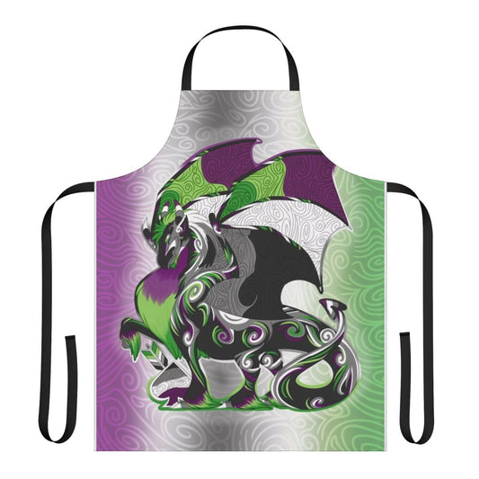 Vibrant aro ace pride dragon-themed apron for the LGBTQIA+ community