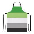 Colorful aromantic pride flag design on a high-quality, durable apron