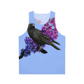 Unisex tank top with a bird and floral design in bisexual pride colors
