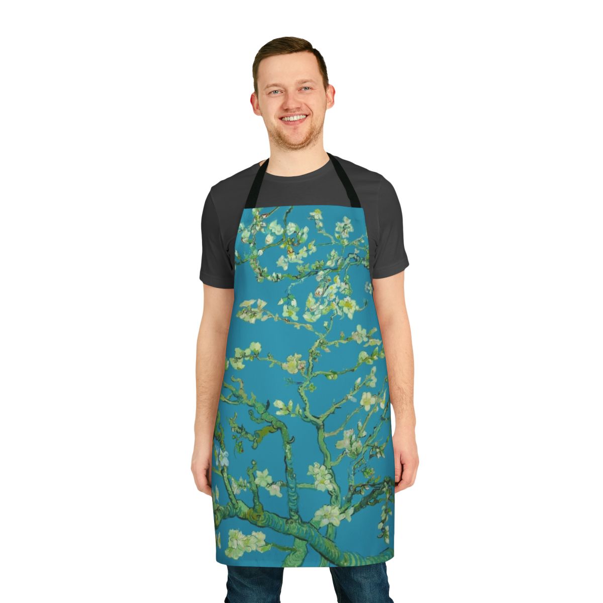 Almond blossoms floral pattern on a high-quality apron