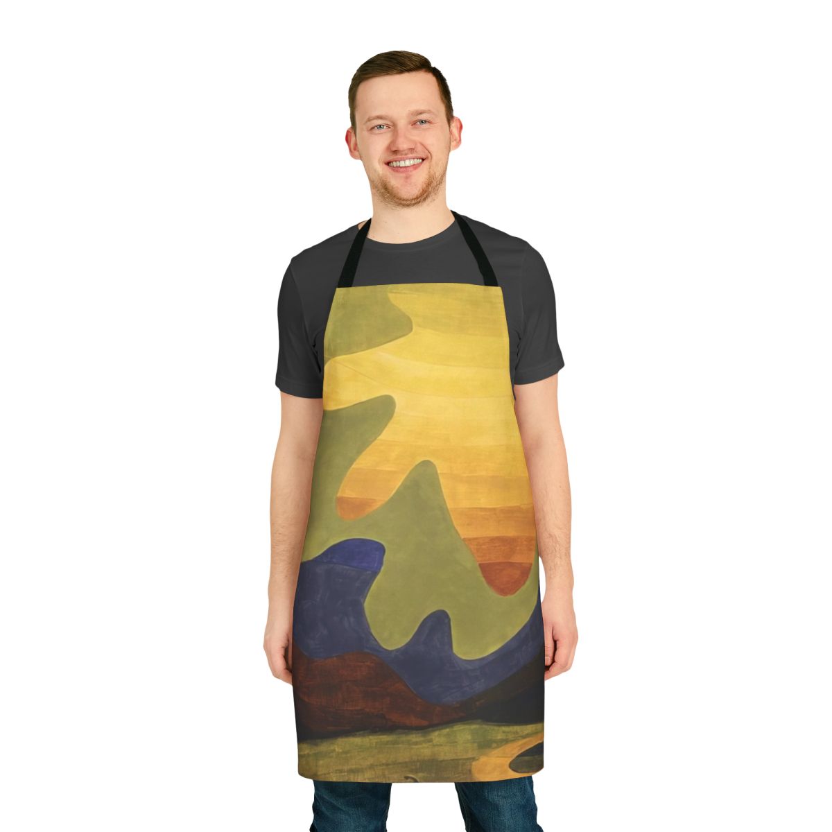 Apron featuring abstract art inspired by the nature-inspired paintings of American modernist artist Arthur Dove.