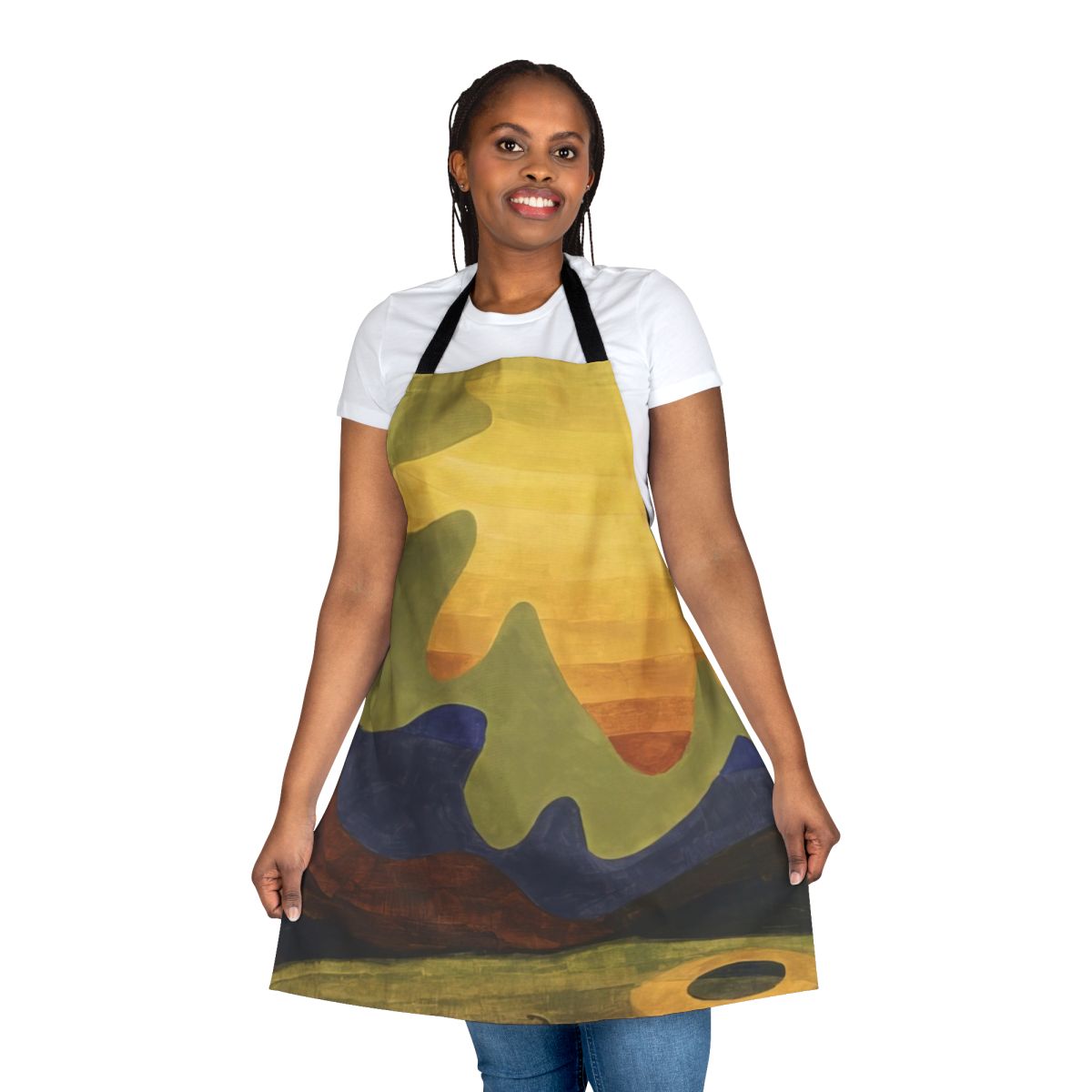 Apron featuring abstract art inspired by the nature-inspired paintings of American modernist artist Arthur Dove.