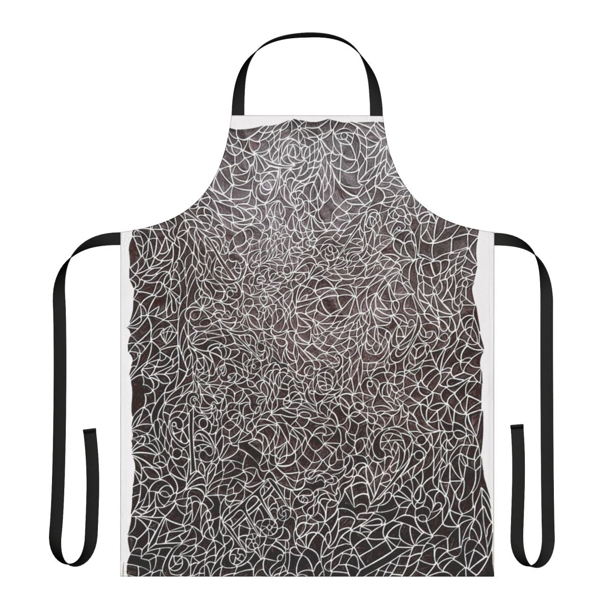 Apron featuring a black and white pattern design with music notes, treble and bass clefs