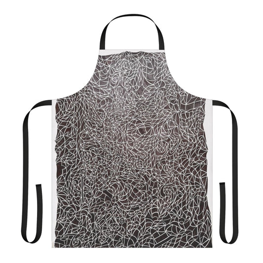 Apron featuring a black and white pattern design with music notes, treble and bass clefs