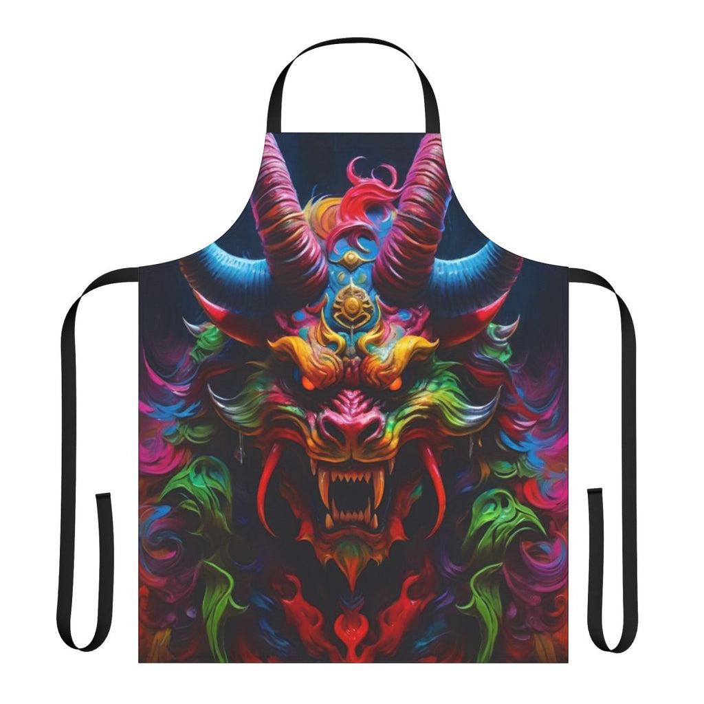 Demon dragon apron with Japanese-inspired tattoo design