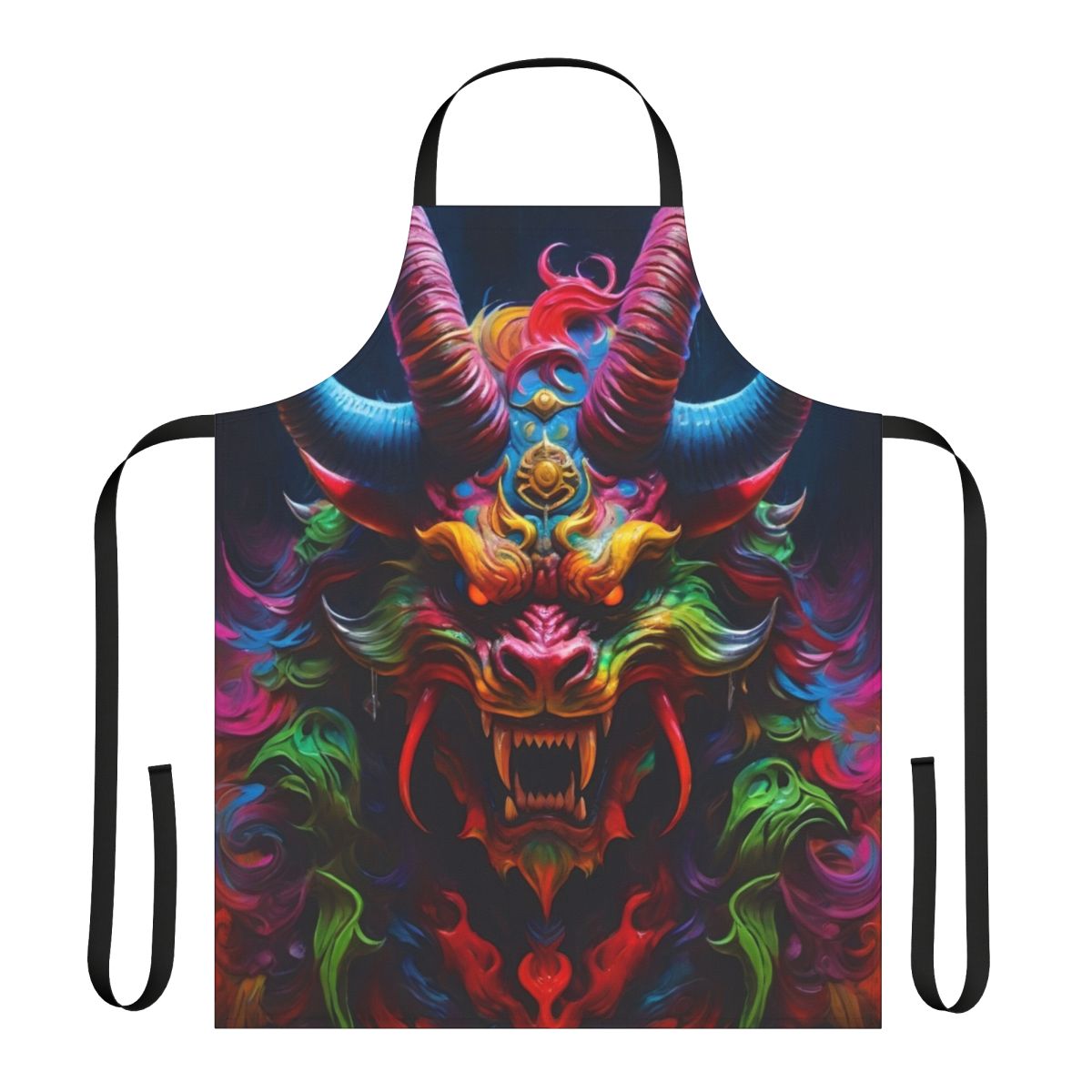 Demon dragon apron with Japanese-inspired tattoo design