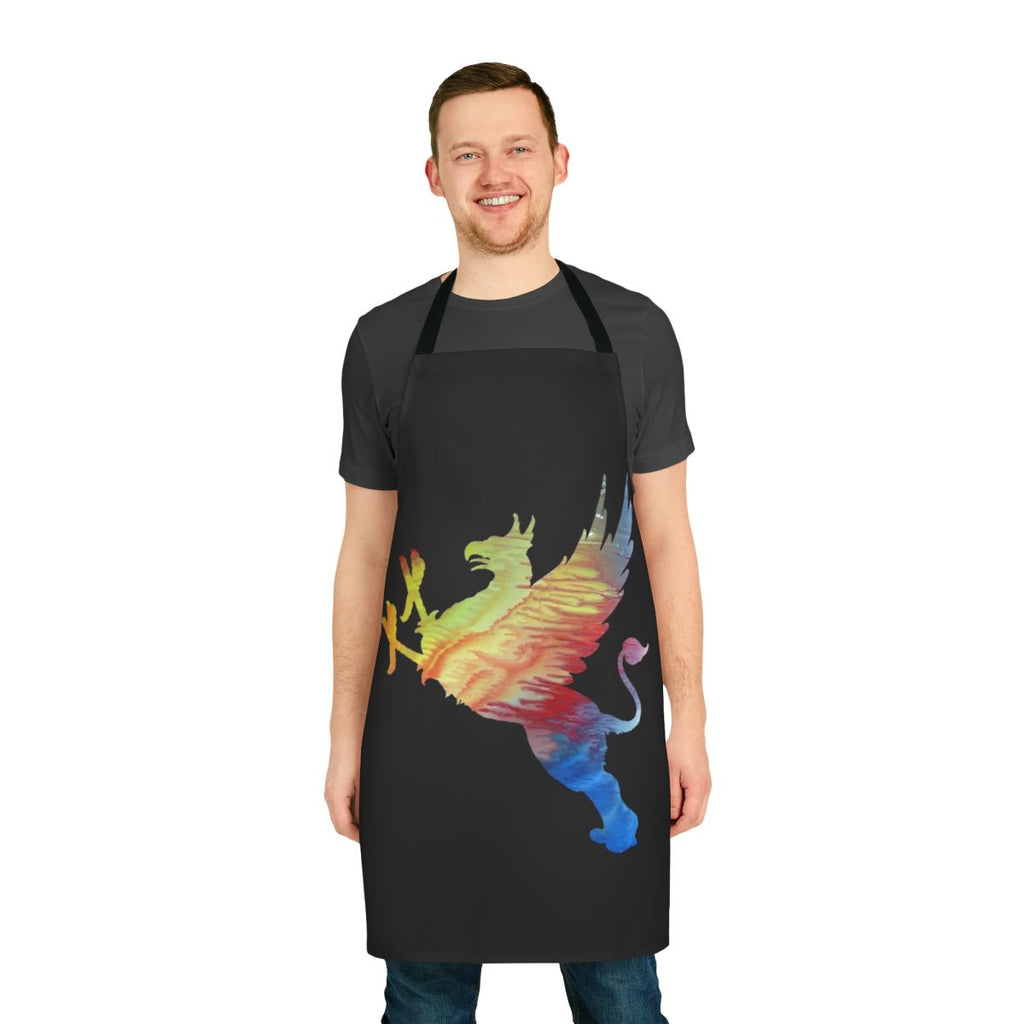 Gryphon-inspired abstract watercolor apron for kitchen or nursery