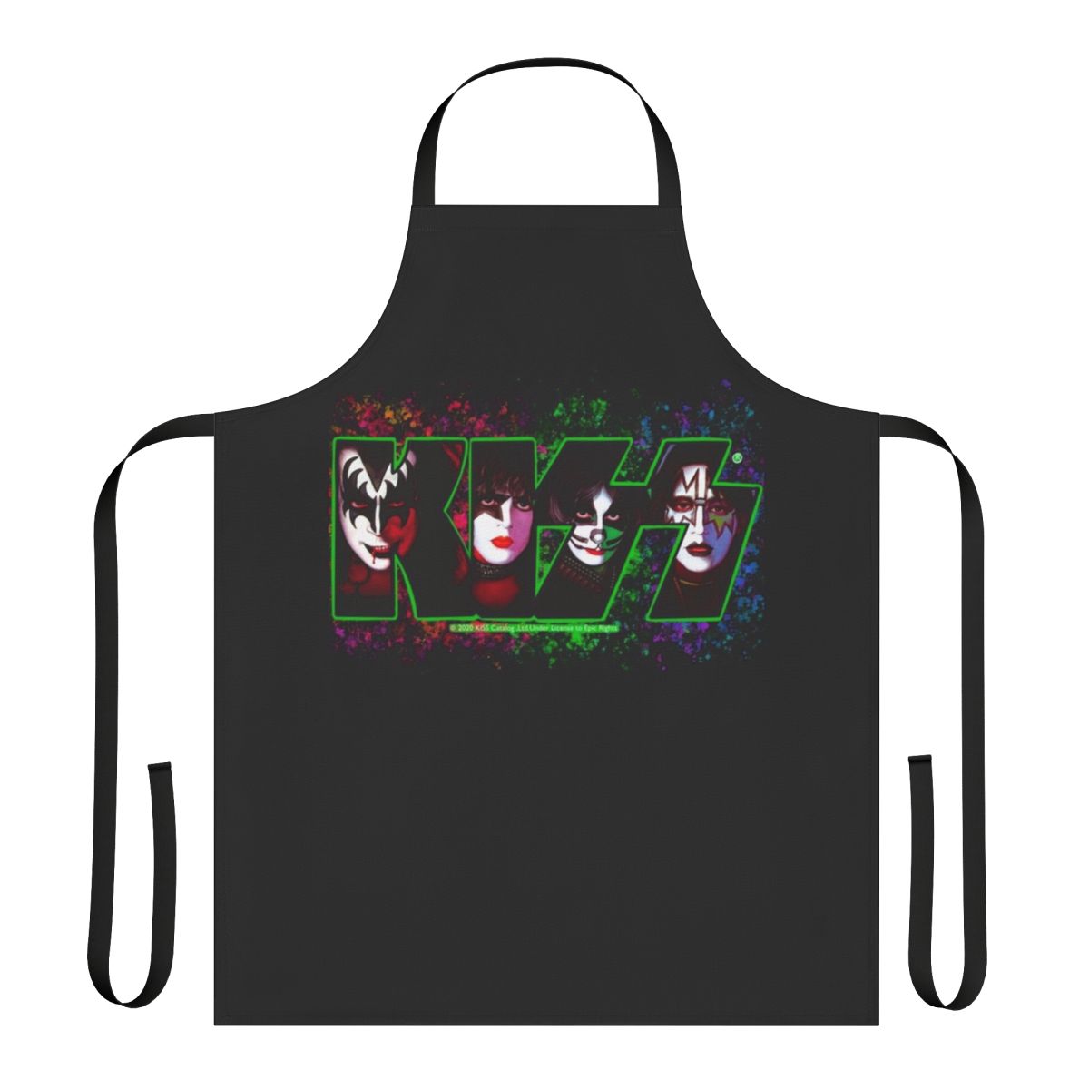 Apron featuring colorful and creative kiss band fan art design