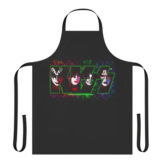 Apron featuring colorful and creative kiss band fan art design