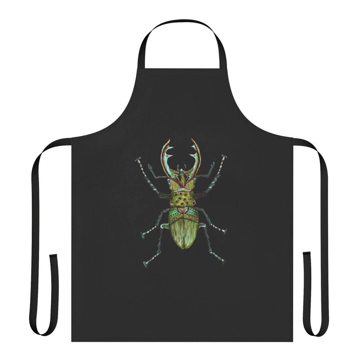 Stag beetle apron with a whimsical, zentangle-style design