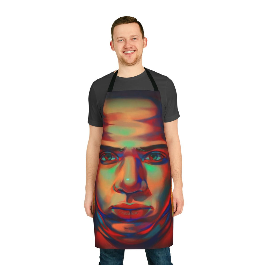 Stylish apron featuring Tyler1's iconic face and Draven design, perfect for League of Legends enthusiasts.