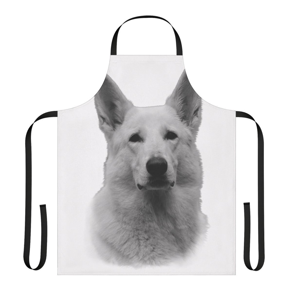 White German Shepherd dog breed artwork printed on a high-quality apron