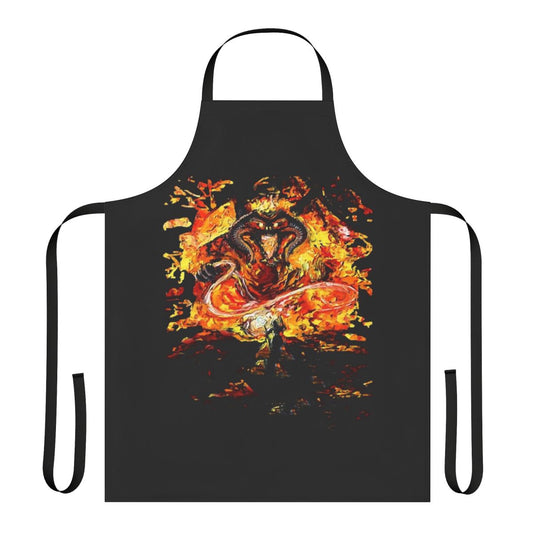 A high-quality apron featuring a Van Gogh-inspired design with Lord of the Rings themes.