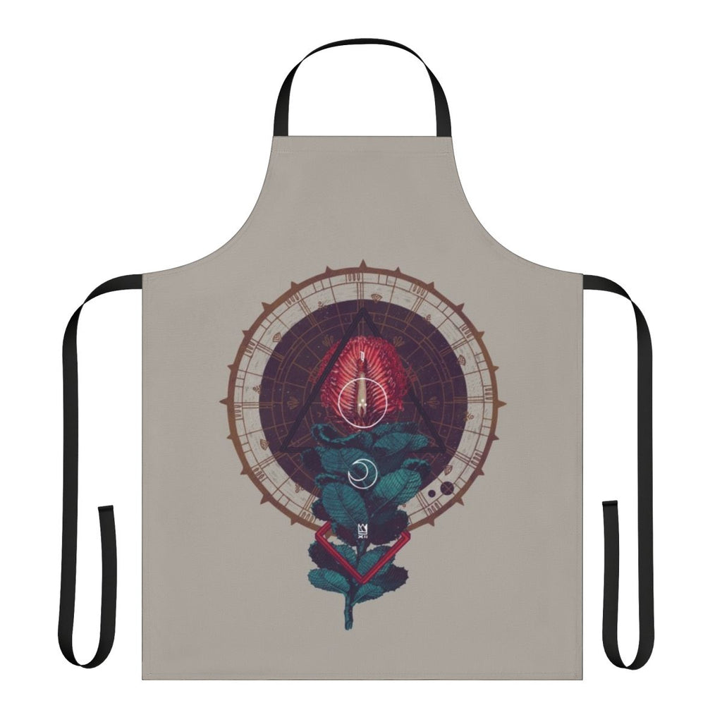 Birth apron featuring abstract sacred geometry and occult symbols in a fantasy design
