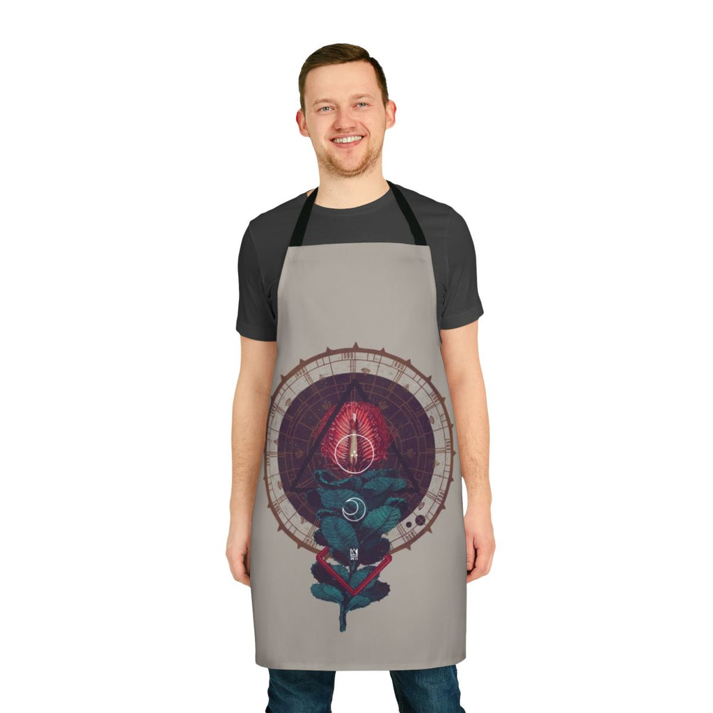 Birth apron featuring abstract sacred geometry and occult symbols in a fantasy design
