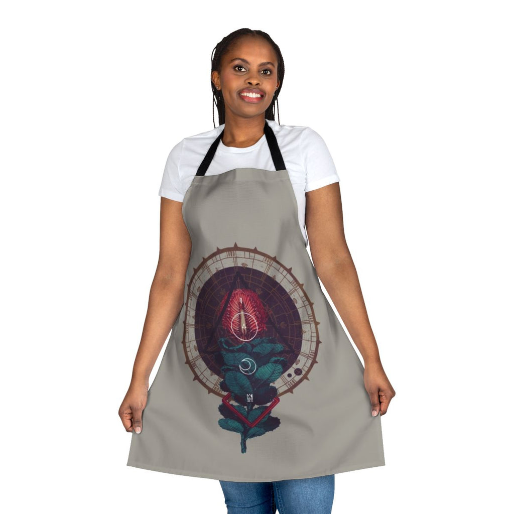 Birth apron featuring abstract sacred geometry and occult symbols in a fantasy design