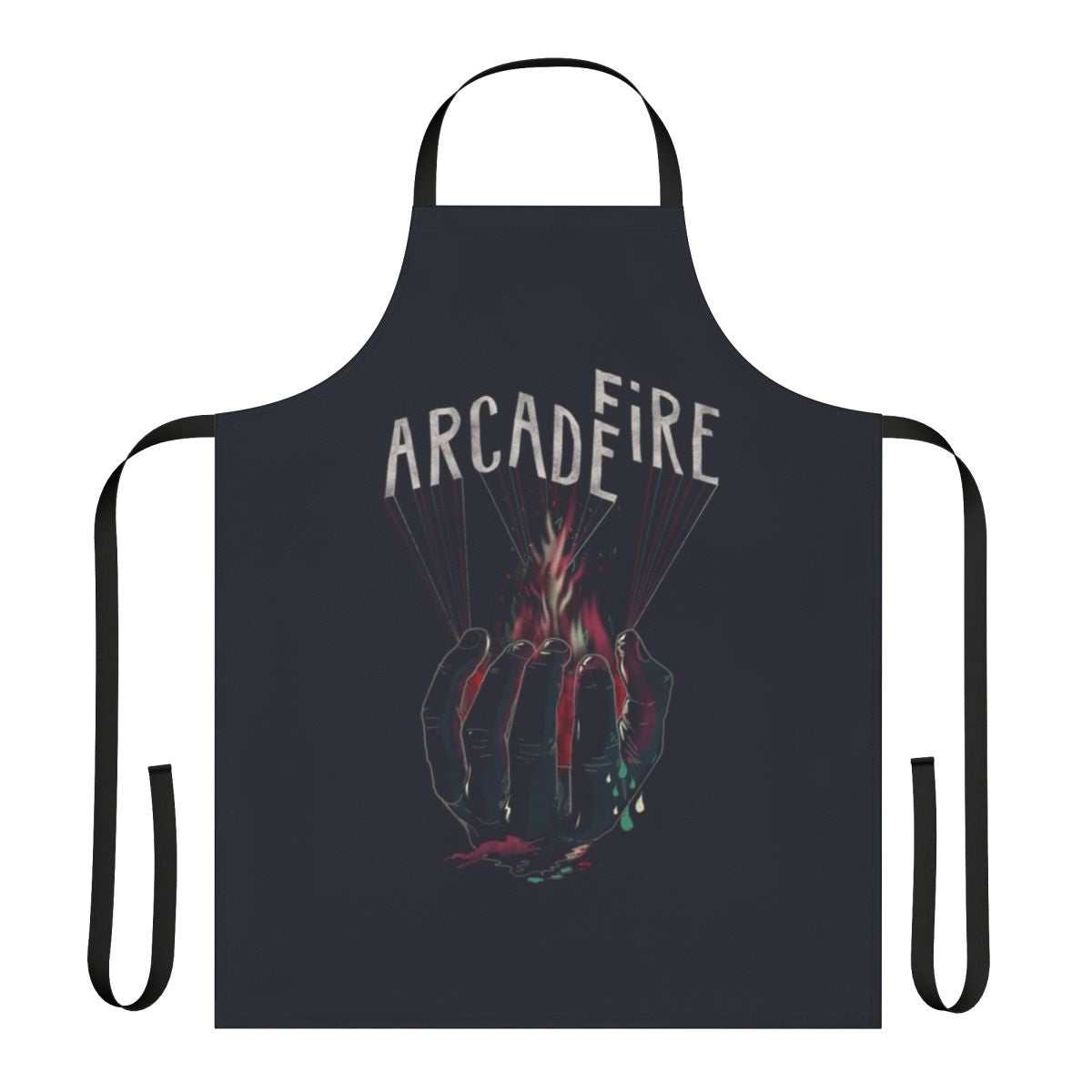 Handcrafted apron featuring a stylized Arcade Fire design