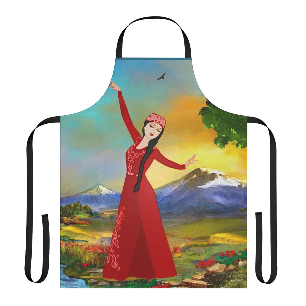 Vibrant and intricate Armenian dancer apron design featuring traditional motifs and imagery