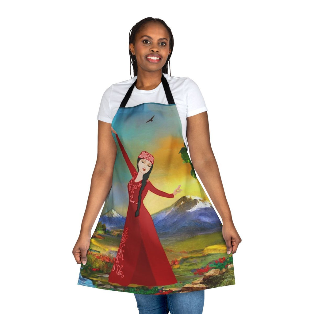 Vibrant and intricate Armenian dancer apron design featuring traditional motifs and imagery