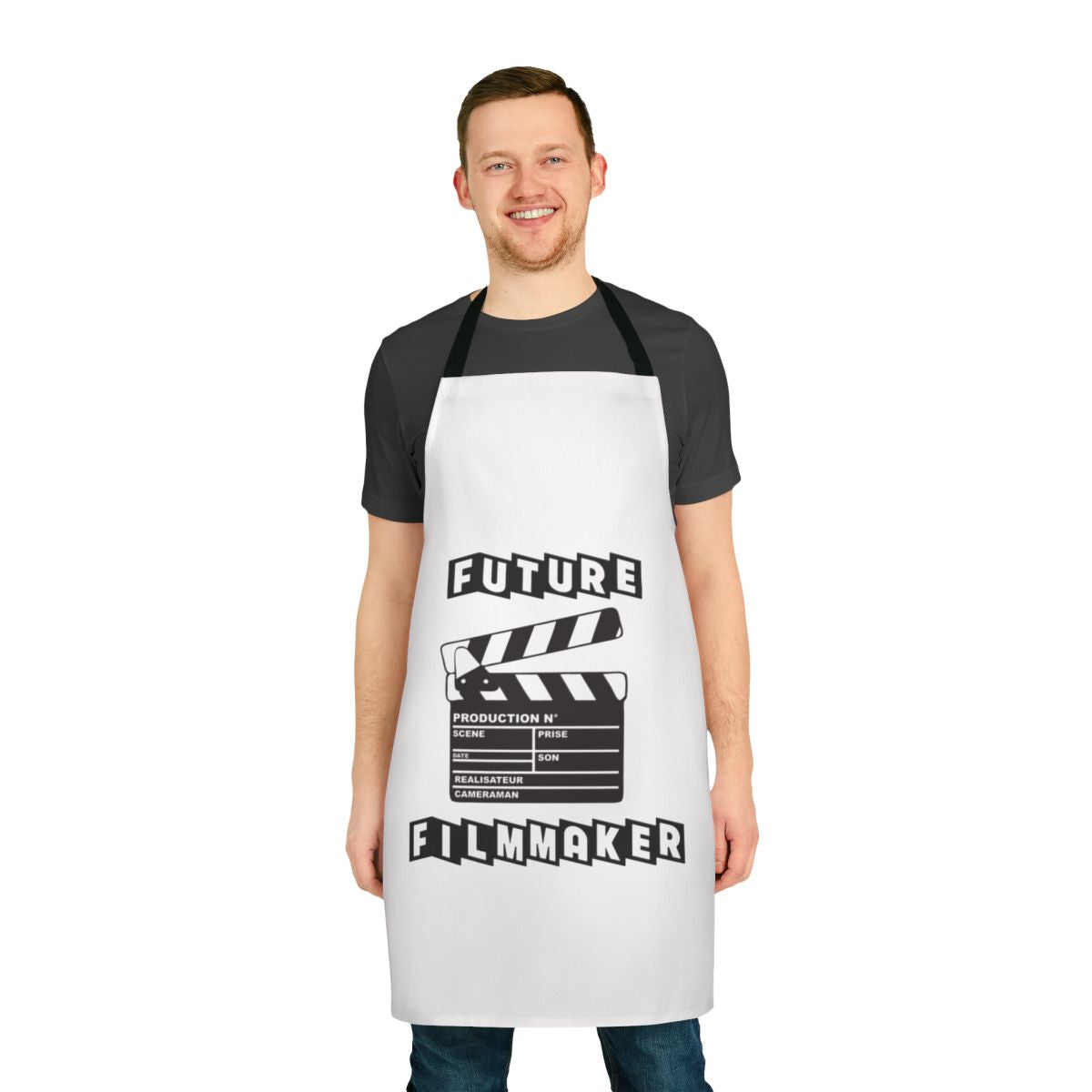 Apron with filmmaker-inspired design for movie lovers and indie filmmakers