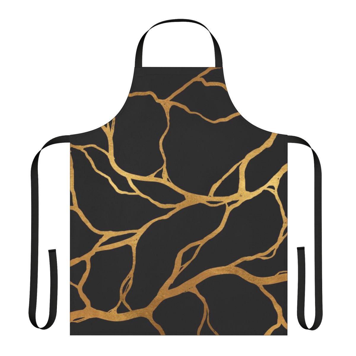 Kintsugi-inspired apron featuring a marble pattern and Japanese art elements