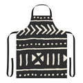 Black and white patterned apron with traditional African mud cloth design