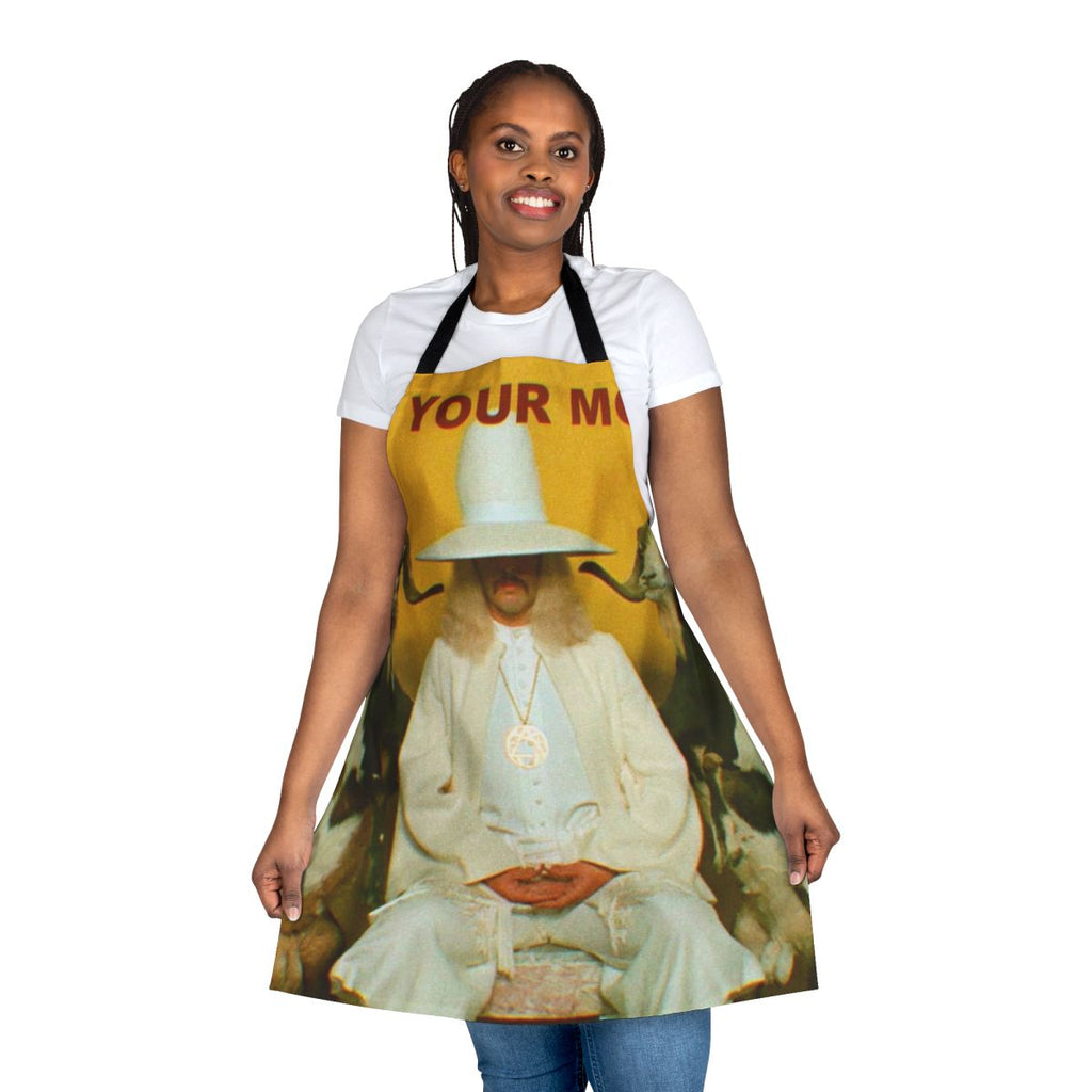 Alchemist-inspired apron featuring surreal imagery