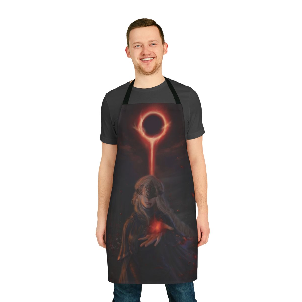 Fire Keeper inspired apron with a dark fantasy design for Elden Ring and Dark Souls players