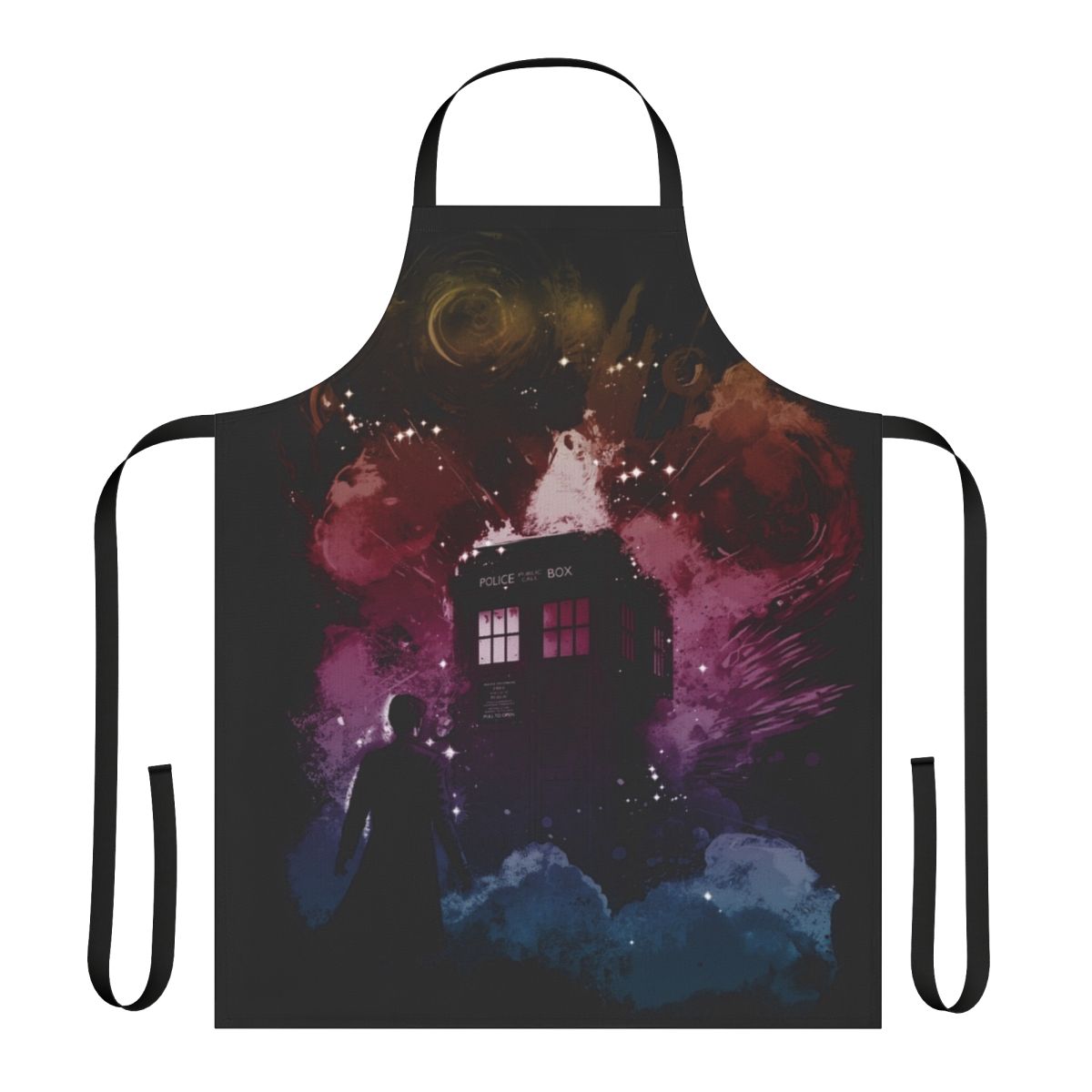 Artistic apron featuring the 14th Doctor from the popular sci-fi TV show Doctor Who