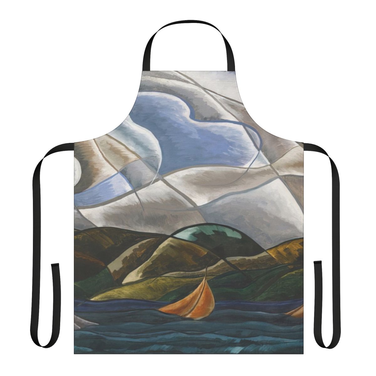 Abstract art apron featuring Arthur Dove's 1930 painting "Clouds and Water"