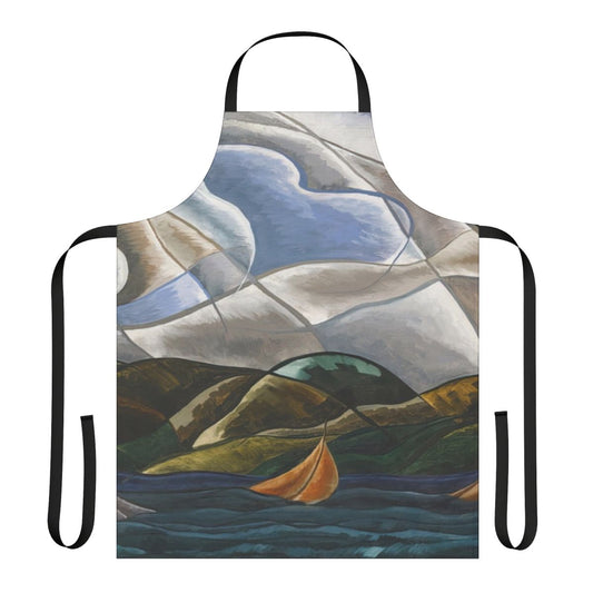 Abstract art apron featuring Arthur Dove's 1930 painting "Clouds and Water"