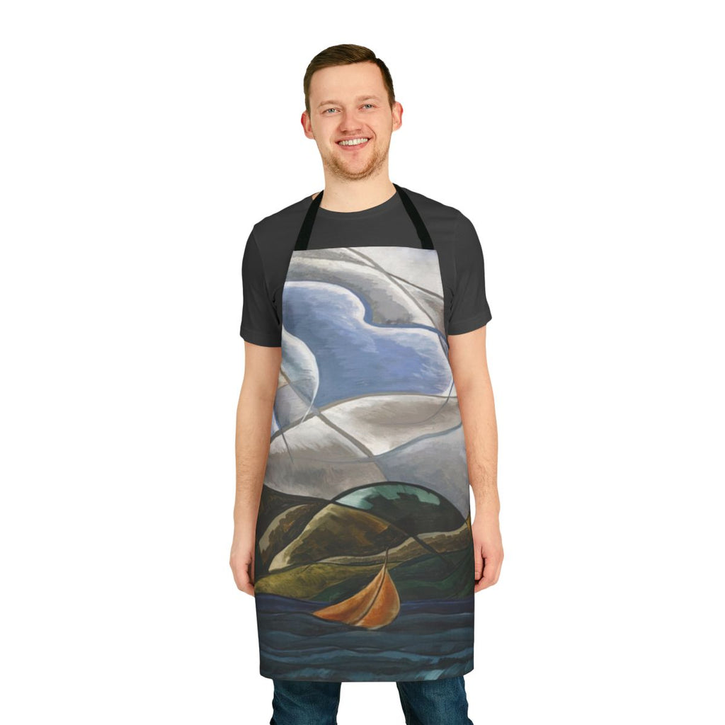Abstract art apron featuring Arthur Dove's 1930 painting "Clouds and Water"