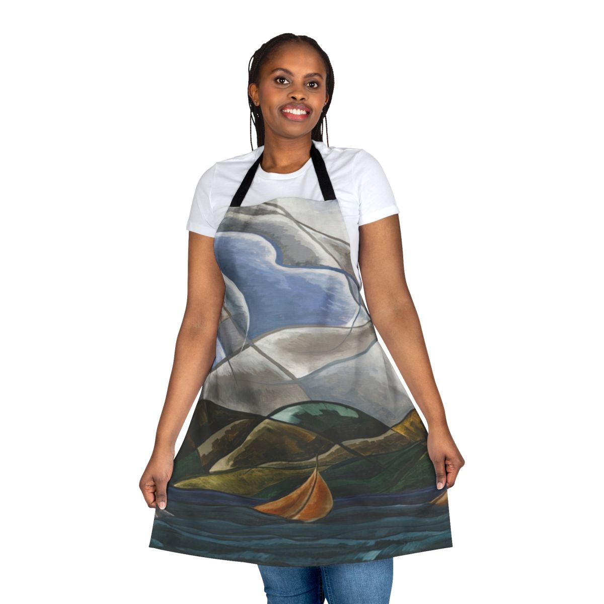 Abstract art apron featuring Arthur Dove's 1930 painting "Clouds and Water"