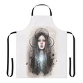 Artistic acrylic and ink painting of the Greek goddess Artemis on an apron
