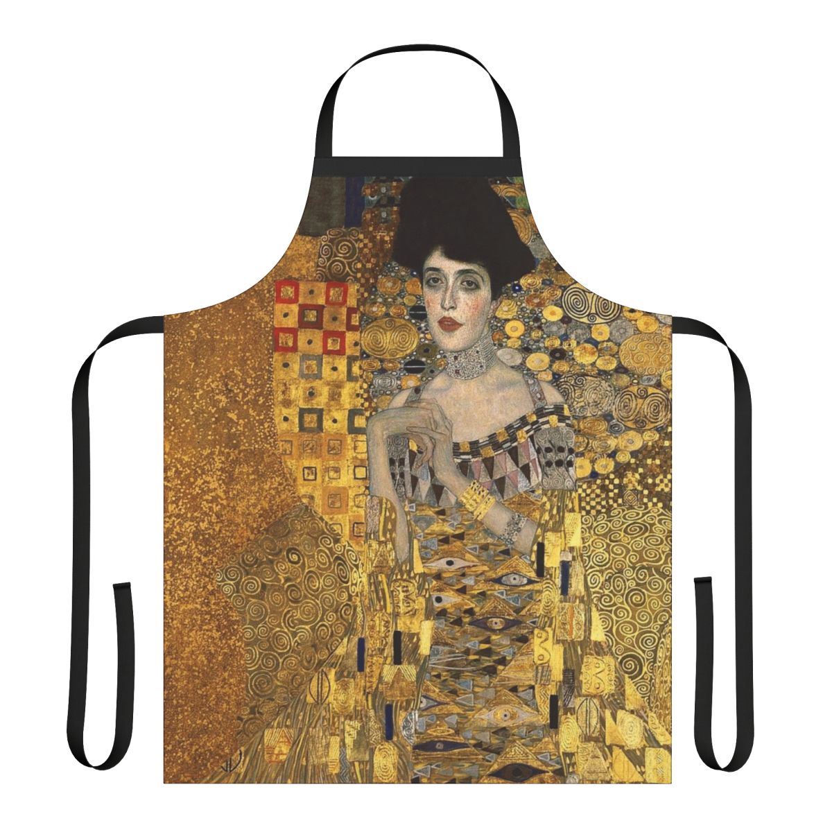 Gustav Klimt-inspired apron featuring the iconic Adele Bloch Bauer painting