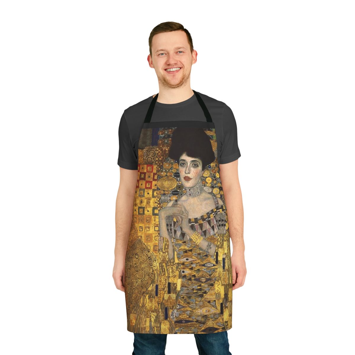 Gustav Klimt-inspired apron featuring the iconic Adele Bloch Bauer painting