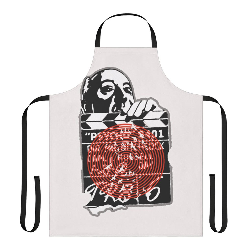 Stylish apron featuring iconic movie quotes and imagery from Alfred Hitchcock films