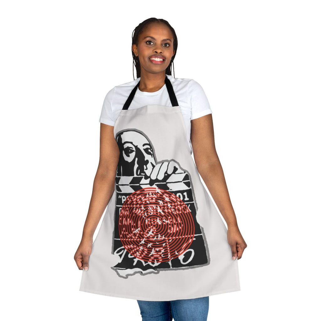Stylish apron featuring iconic movie quotes and imagery from Alfred Hitchcock films