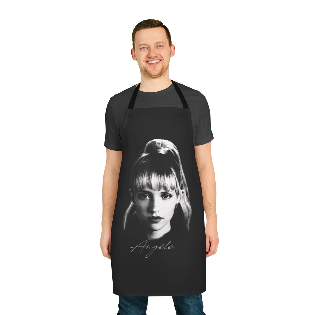 Angèle-inspired portrait apron for the French singer's fans