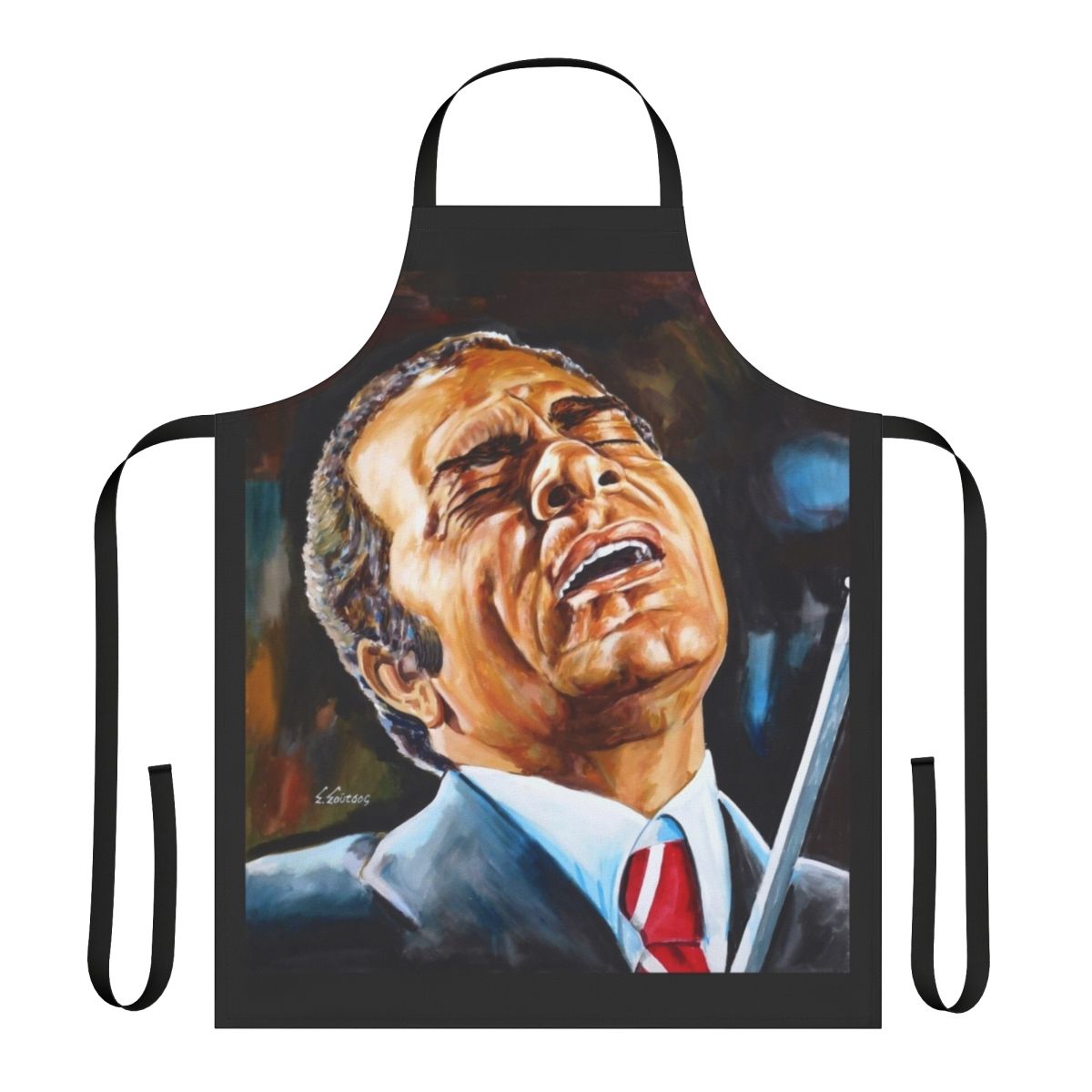 Stelios Kazantzidis portrait painting printed on a high-quality apron