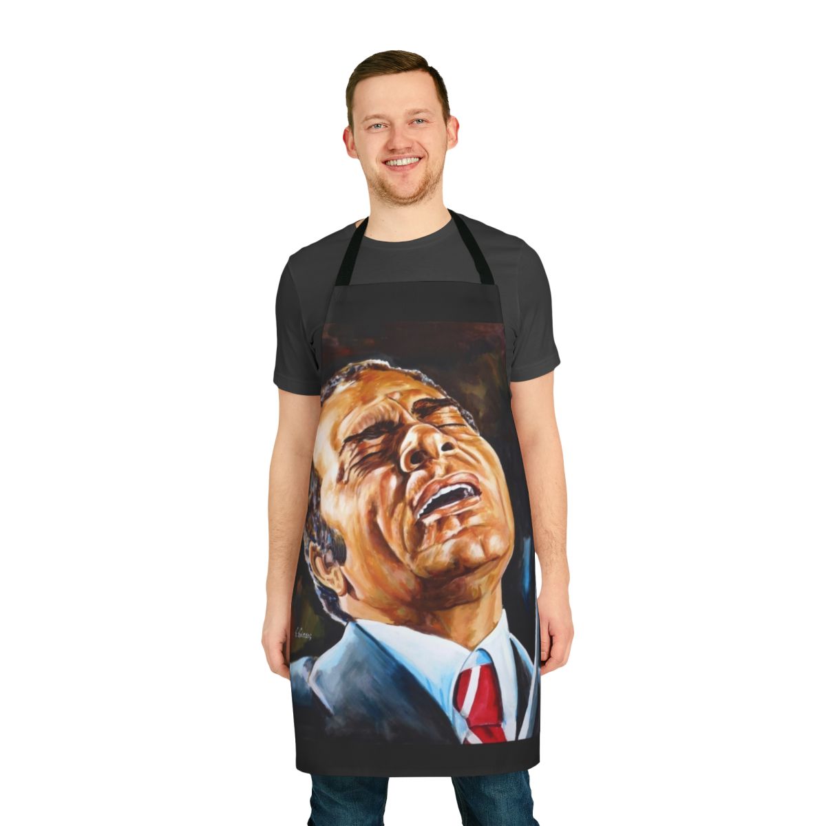 Stelios Kazantzidis portrait painting printed on a high-quality apron