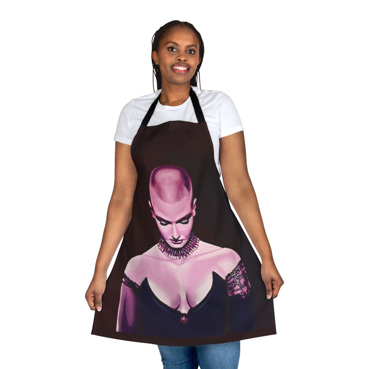 Apron with a painting of the renowned Irish singer-songwriter Sinead O'Connor