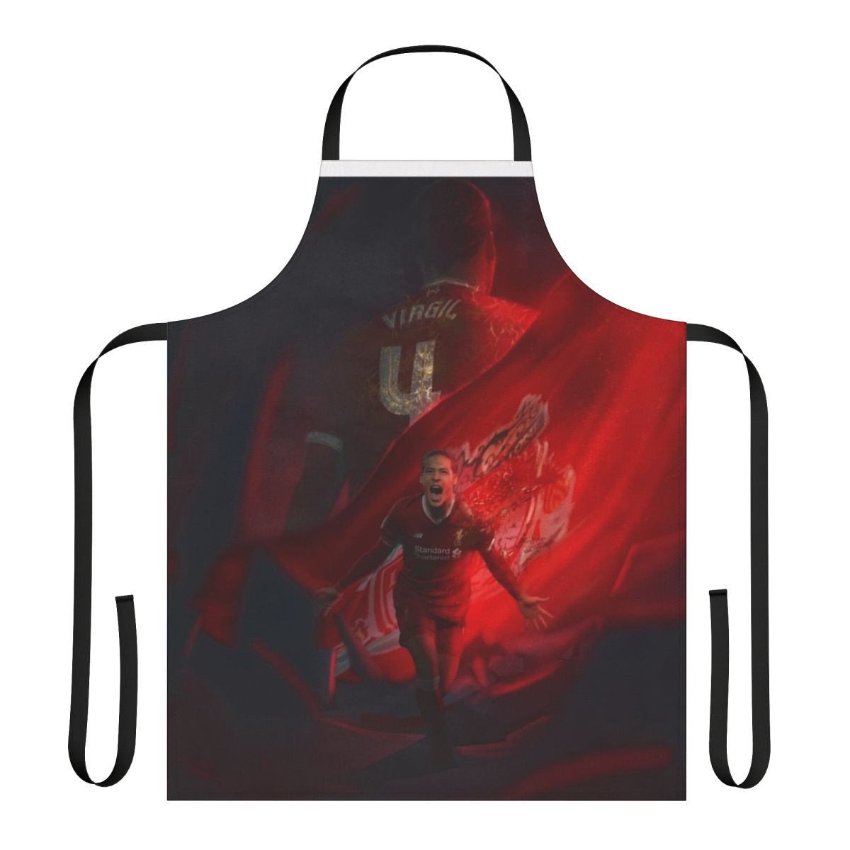 Illustration of Liverpool Football Club player Virgil van Dijk on an apron