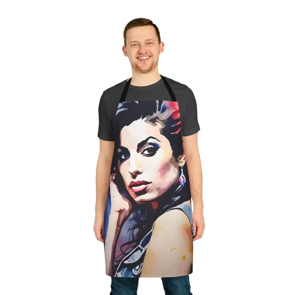 Apron with water color-style portrait of renowned soul singer Amy Winehouse