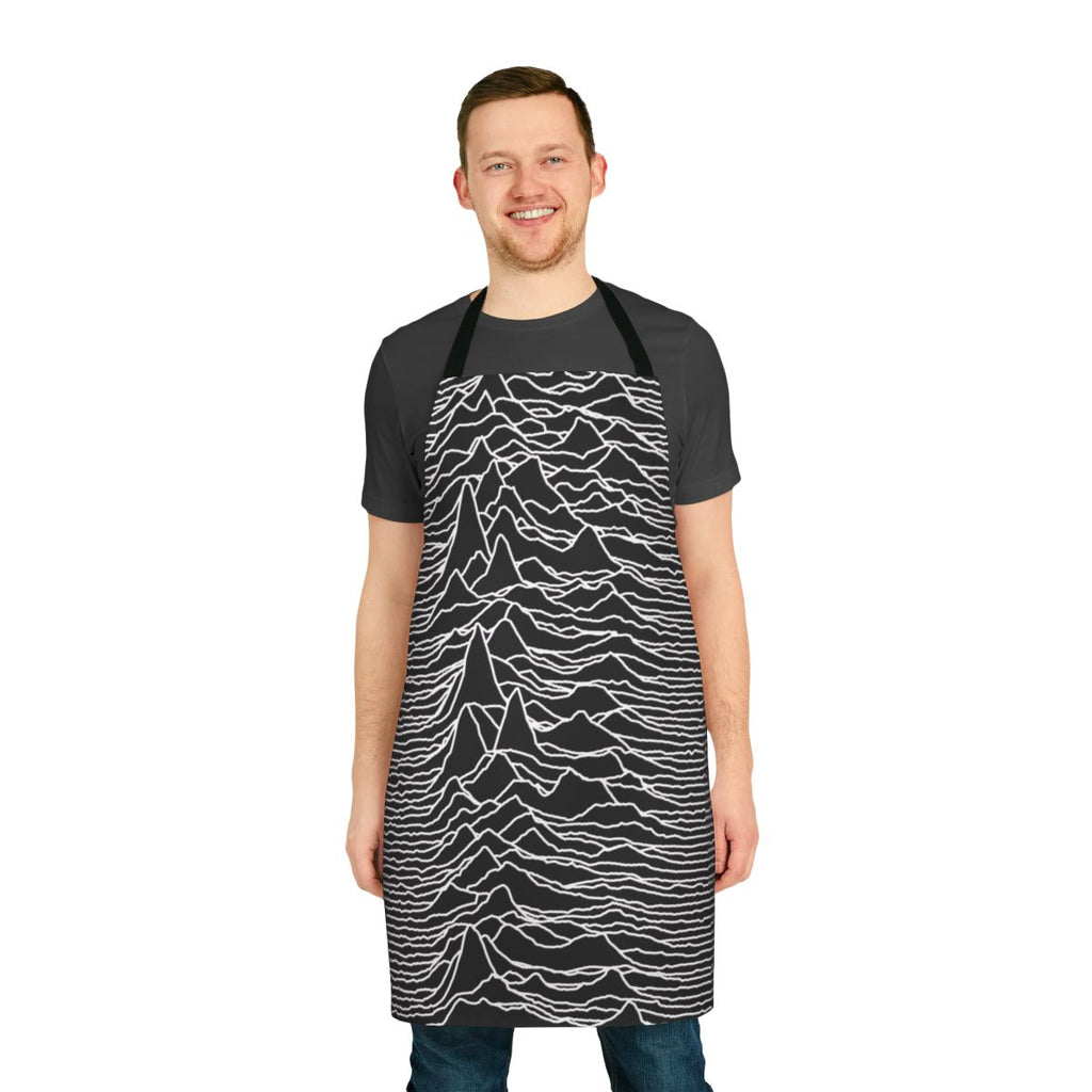 Apron featuring the iconic abstract art design from the Unknown Pleasures album cover