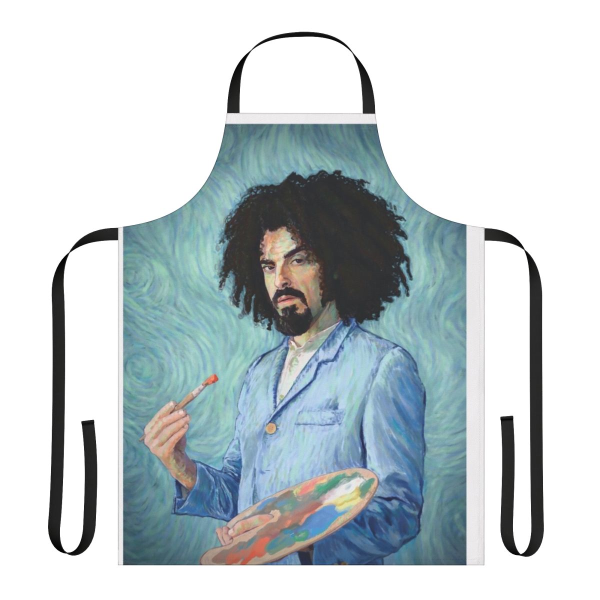 Apron featuring an artistic design inspired by Caparezza's Mica Van Gogh style