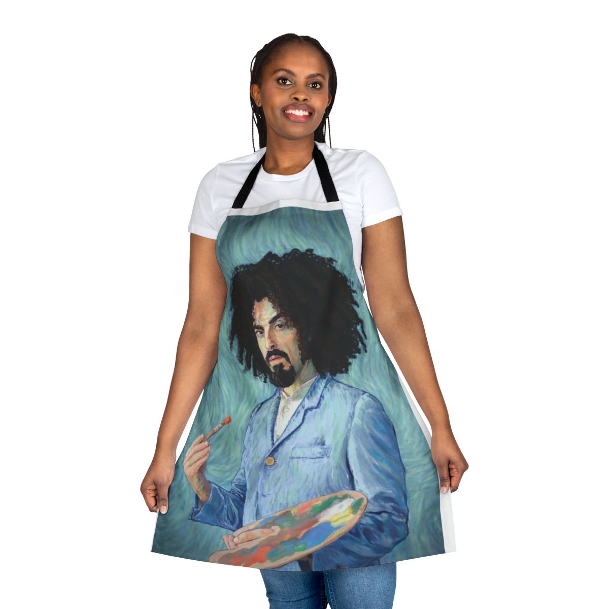 Apron featuring an artistic design inspired by Caparezza's Mica Van Gogh style