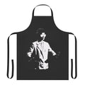 Artistic apron featuring a black and white duotone design inspired by Laurie Anderson's 'Big Science' album cover