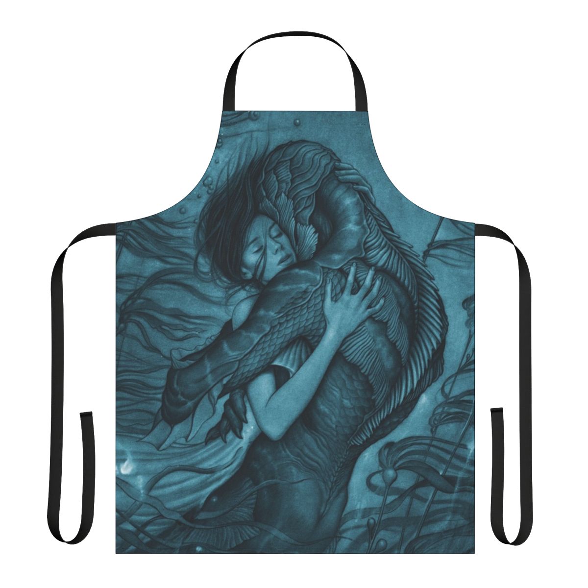 Apron with an artistic design inspired by the fantasy film "The Shape of Water"